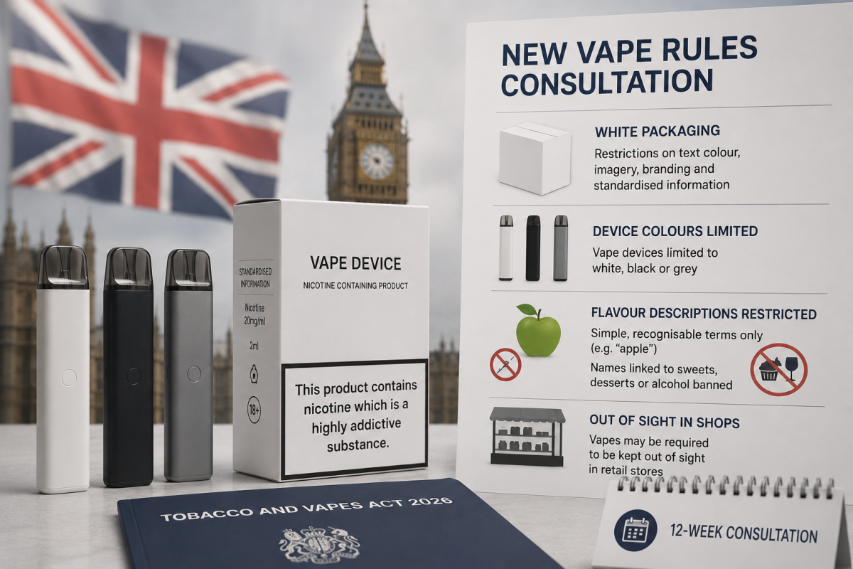 UK Vape Brands Face White-Packaging and Flavour-Name Curbs in Youth-Appeal Crackdown