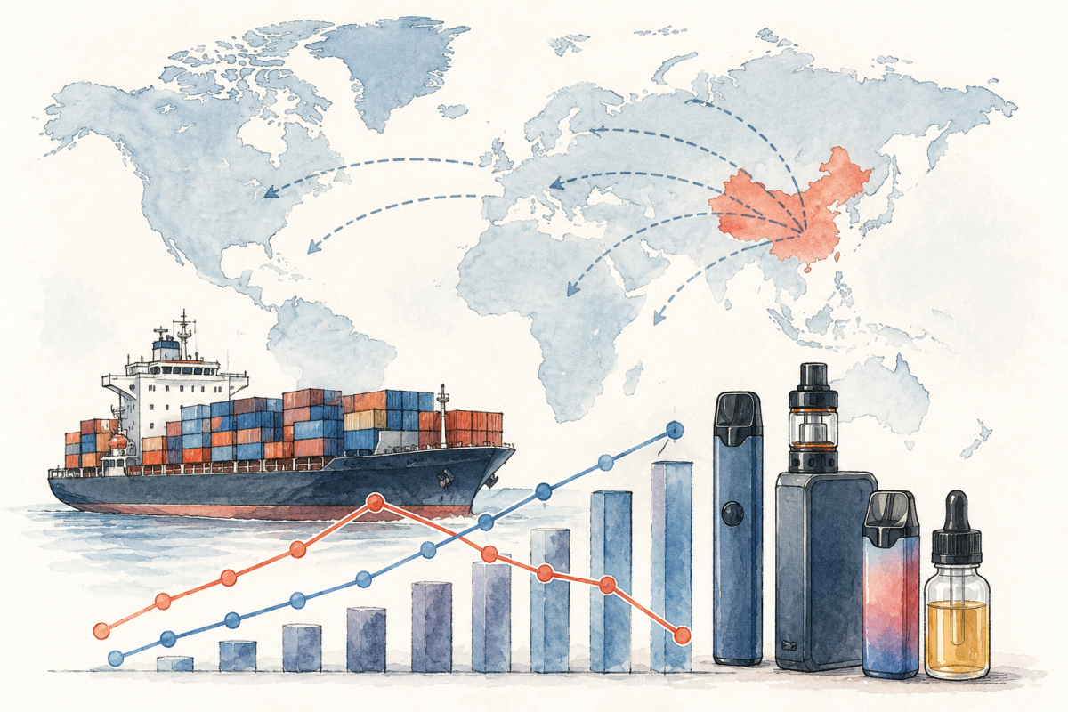 Data｜China’s May Vape Exports Fall 10.3%; January–May Shipments Slip 0.9%