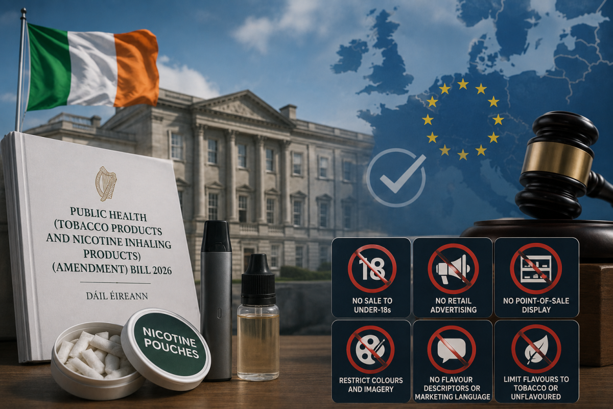 Ireland Vape Bill Passes Dáil, Setting Limits on Flavours, Packaging and Retail Display