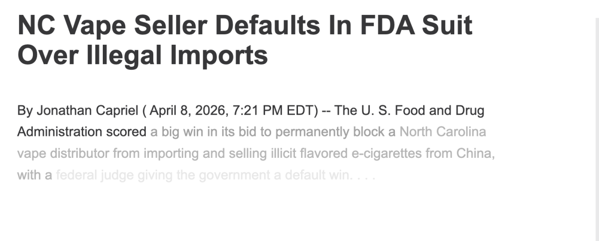 FDA Wins Default Entry in Case Against E-Cigarette Distributor, to Seek Permanent Injunction