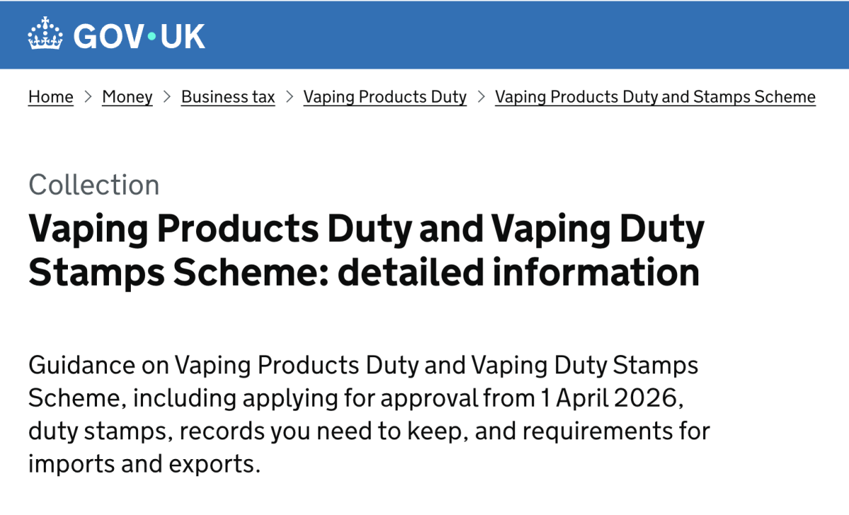 UK Opens Applications for Vaping Products Duty and Duty Stamps Scheme From April 1