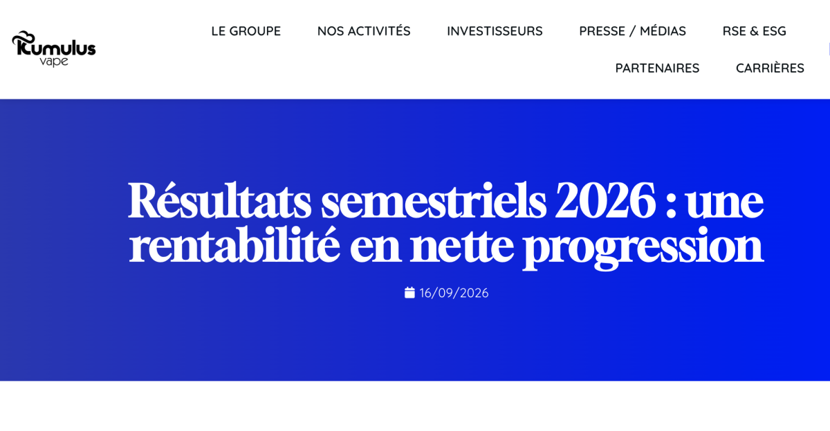 Kumulus Vape2026 H1 Revenue Falls 8.3% but Profit Rises 24% as B2B Weakens and Consumer Channels Grow