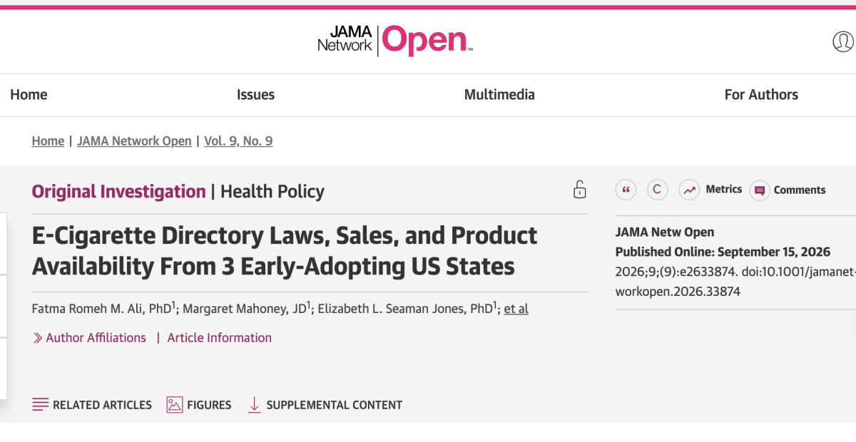 JAMA Study: U.S. Vape Directories Fail to Sustainably Curb Unlisted Sales as Product Shifts May Redistribute Brand Share 2Firsts Recommended